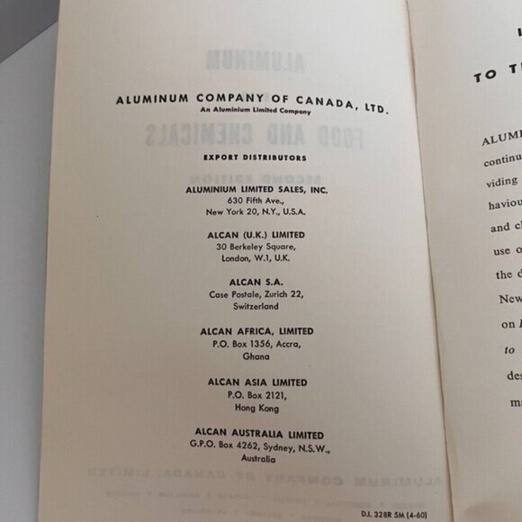 Vintage Alcan Aluminum in Food and Chemicals Book, Industrial Canadian Company - Picture 3 of 5